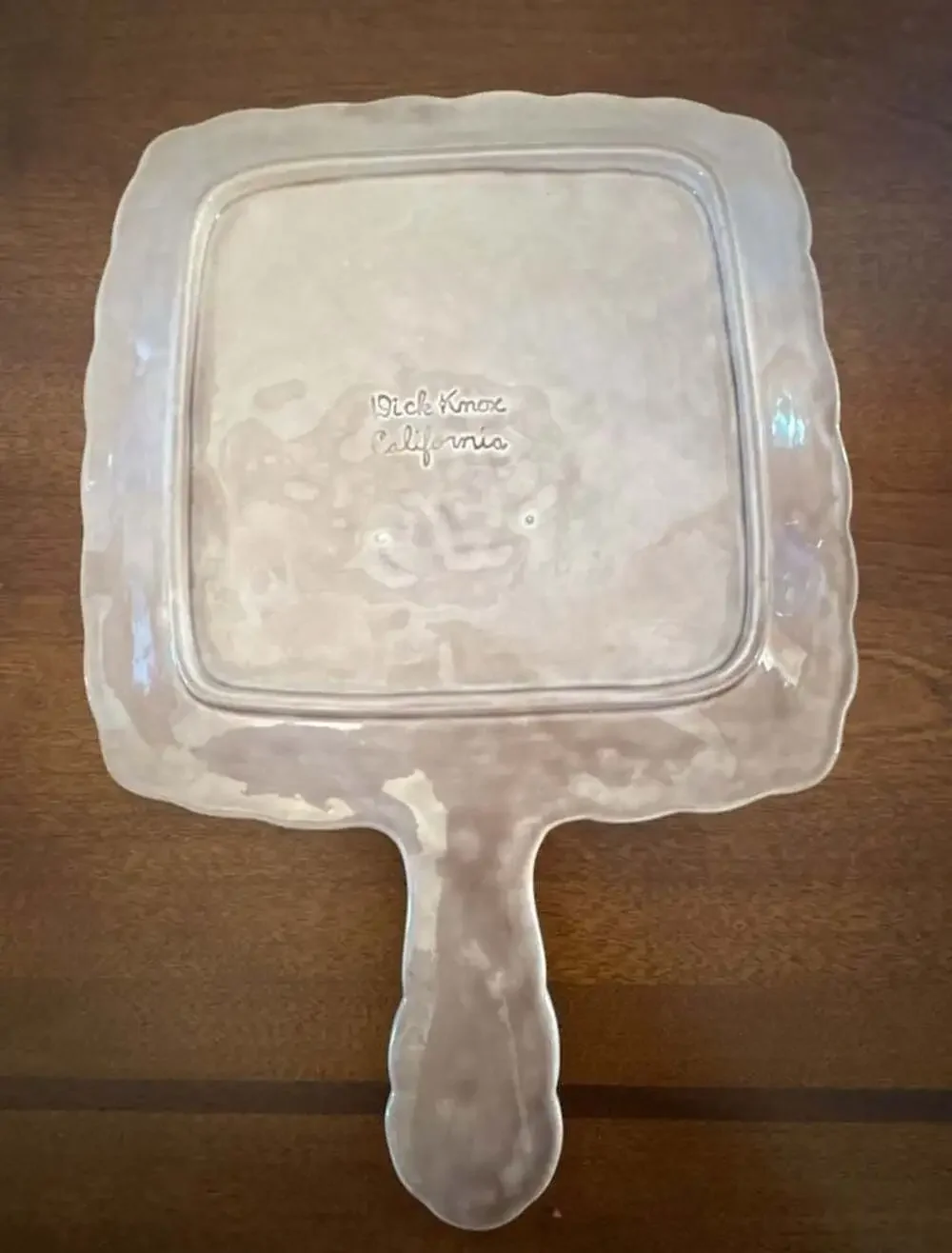 Vintage Dick Knox California Pottery Floral Relief Handled Tray Cottagecore